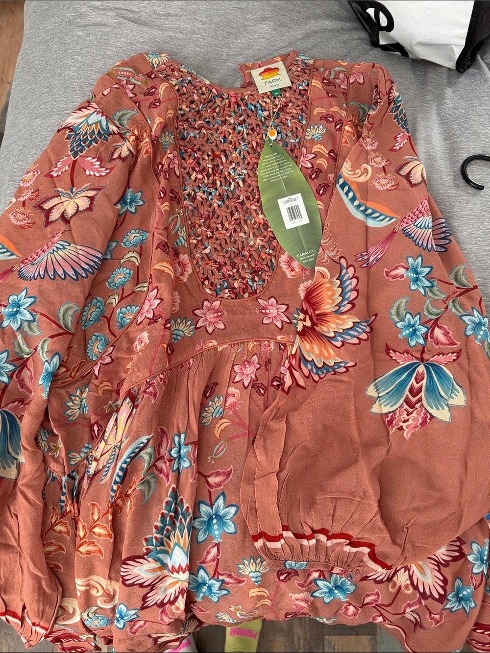 FARM Rio Terracotta Floral Smocked V-Neck Maxi Dress - Picture 4 of 4